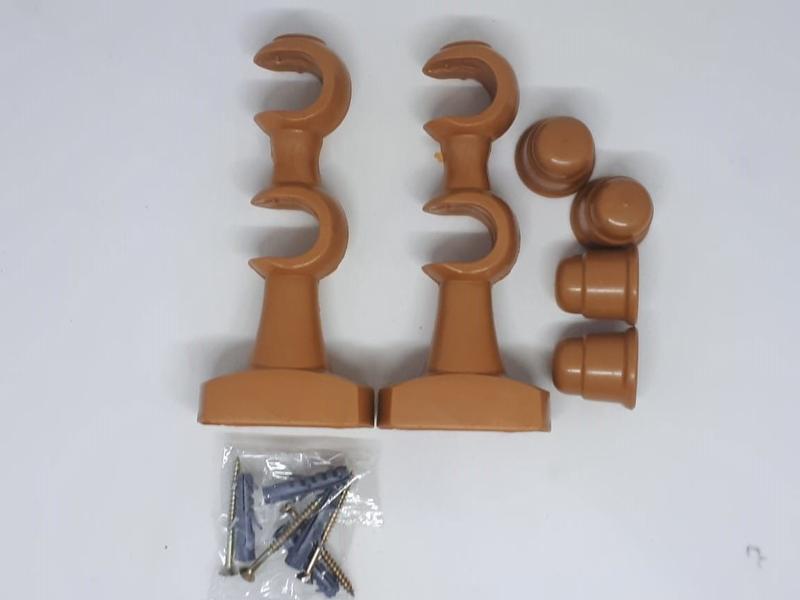 Imagem de Kit 2 Suporte Cortina Duplo para Varão 19/19 mm Cerejeira