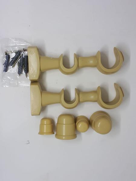 Imagem de Kit 2 Suporte Cortina Duplo para Varão 19/28 mm Marfim Pvc