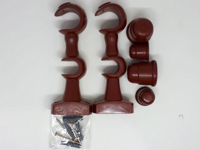 Imagem de Kit 2 Suporte Cortina Duplo para Varão 19/28 mm Mogno Pvc