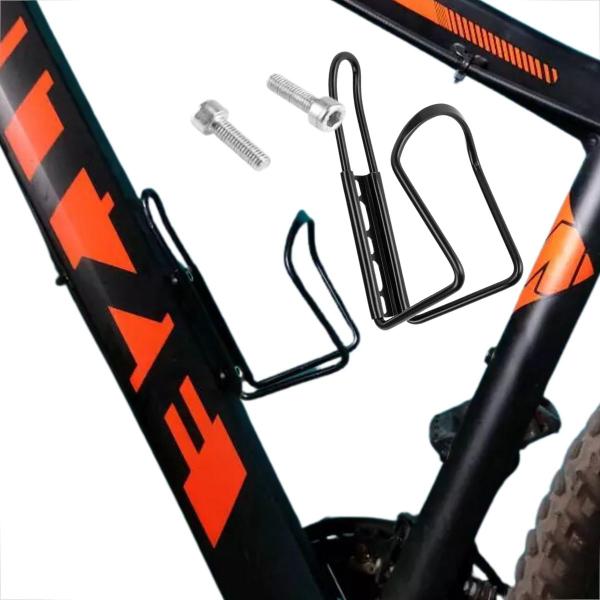 Imagem de Kit 2 Suporte de Garrafa para Bicicleta Bike Mtb Alumínio Com Parafuso Preto Suporte Caramanhola Garrafinha Fixação Universal Squeeze Quadro Ciclismo