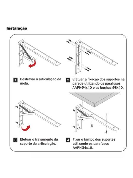 Imagem de Kit 2 Suporte Dobravel Mao Francesa Retrátil Dobrável Reforçada Tampo para Mesa Varios tamanhos