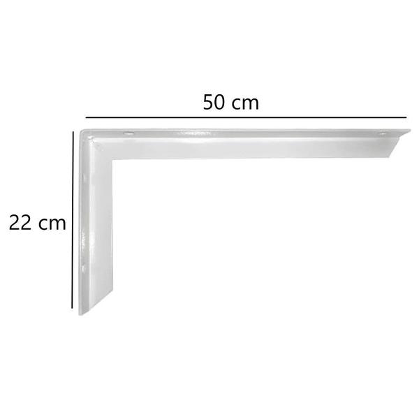 Imagem de Kit 2 Suporte Mão Francesa Reforçada Branco 50cm + Parafusos