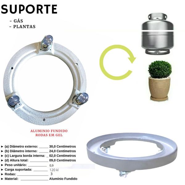 Imagem de Kit 2 Suporte Para Botijão De Gás Em Aluminio BRANCO gel