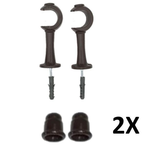 Imagem de Kit 2 Suporte para Varão Cortina com Ponteira 28mm Imbuia