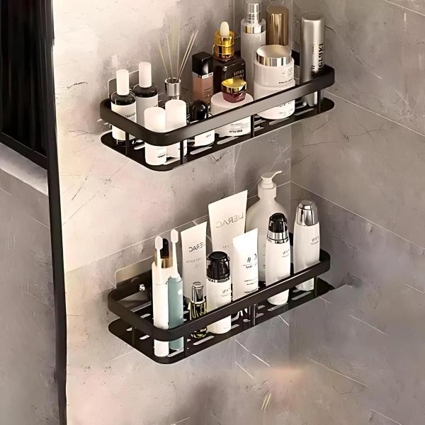 Kit 2 Suporte Porta Sabonete Shampoo Canto Banheiro Parede - Click & Compre Imagem de Kit 2 Suporte Porta Sabonete Shampoo Canto Banheiro Parede