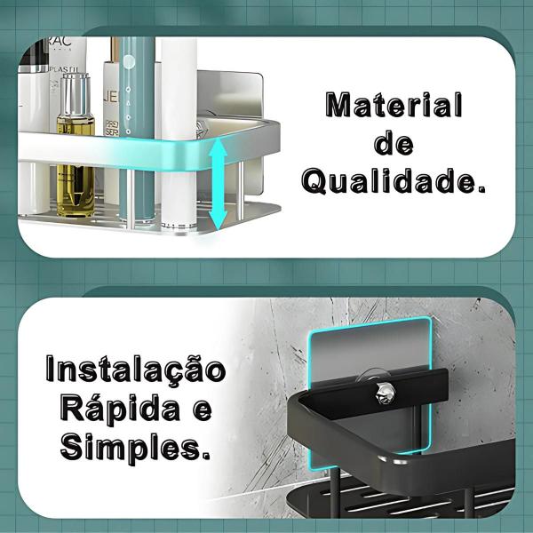 Kit 2 Suporte Porta Sabonete Shampoo Canto Banheiro Parede - Click & Compre Imagem de Kit 2 Suporte Porta Sabonete Shampoo Canto Banheiro Parede