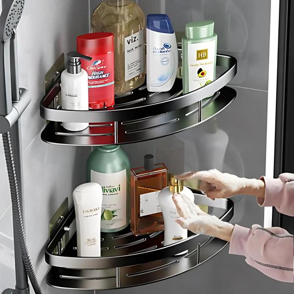 Kit 2 Suporte Porta Sabonete Shampoo Canto Banheiro Parede - Click & Compre Imagem de Kit 2 Suporte Porta Sabonete Shampoo Canto Banheiro Parede