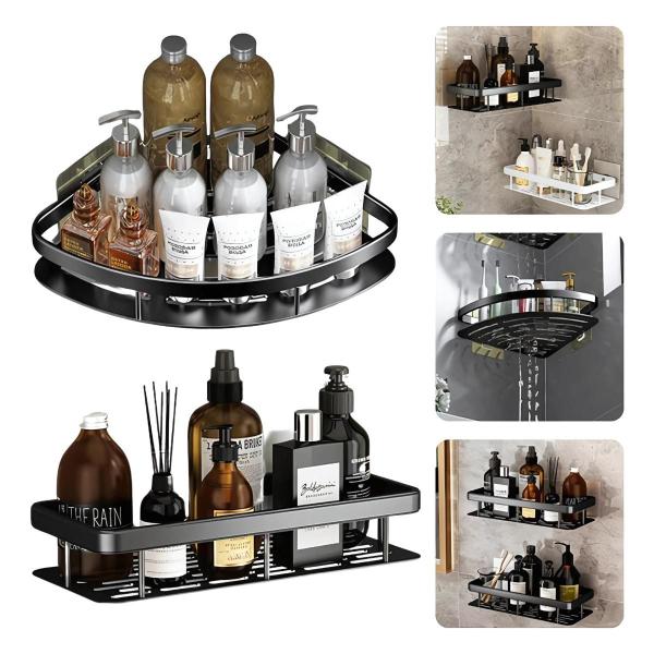 Kit 2 Suporte Porta Sabonete Shampoo Canto Banheiro Parede - Click & Compre Imagem de Kit 2 Suporte Porta Sabonete Shampoo Canto Banheiro Parede