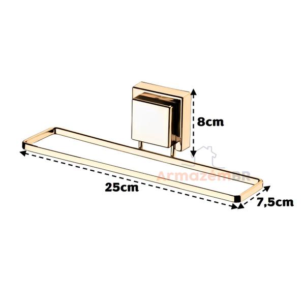 Imagem de Kit 2 Suporte Porta Toalha Toalheiro 25cm Ventosa Parede Banheiro Dourado - Future