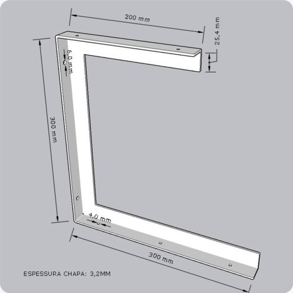 Imagem de Kit 2 Suporte Prateleira Ferro Industrial Dupla 20x30cm Preto