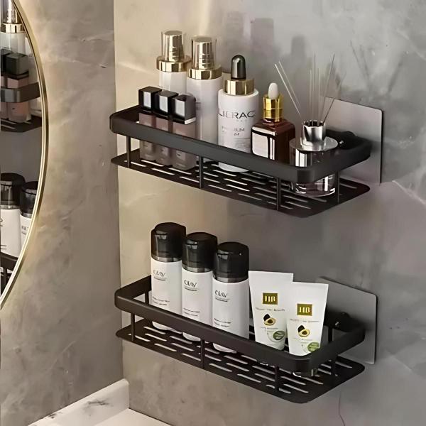 Imagem de Kit 2 Suporte Sabonete Porta Shampoo Banheiro Adesivo Parede De Luxo