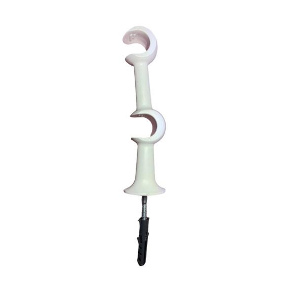 Imagem de Kit 2 Suporte Varão Duplo Cortina Ponteira 19-19Mm Branco