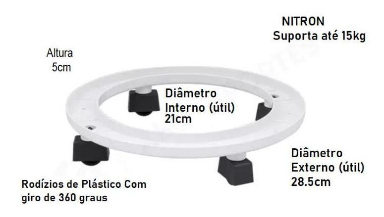 Imagem de Kit 2 Suportes Botijão de Gás C/ Rodas Branco 28,5x5Cm