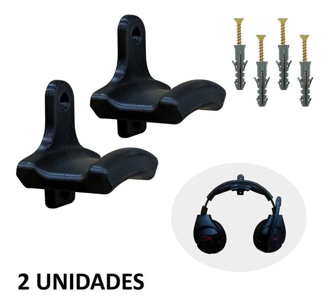 Imagem de Kit 2 Suportes De Parede Para Headset Gamer Headphone Preto