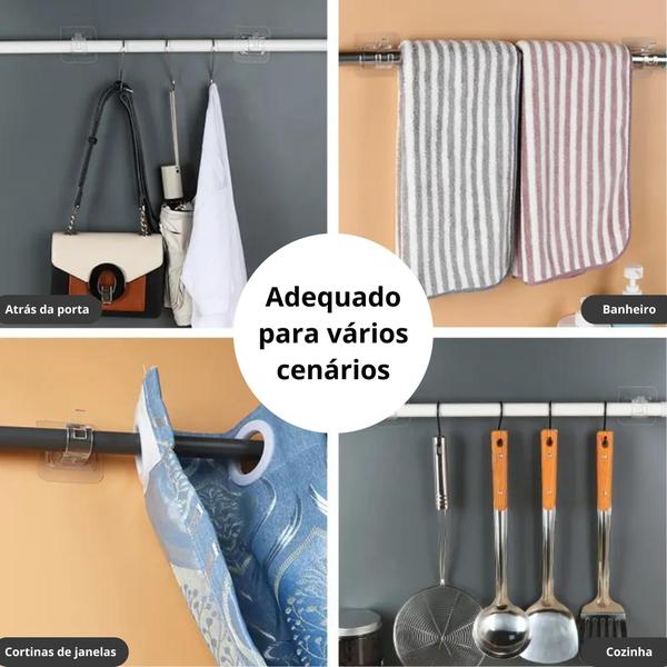 Imagem de Kit 2 Suportes De Varão Cortina Autoadesivo Mercado Pietra