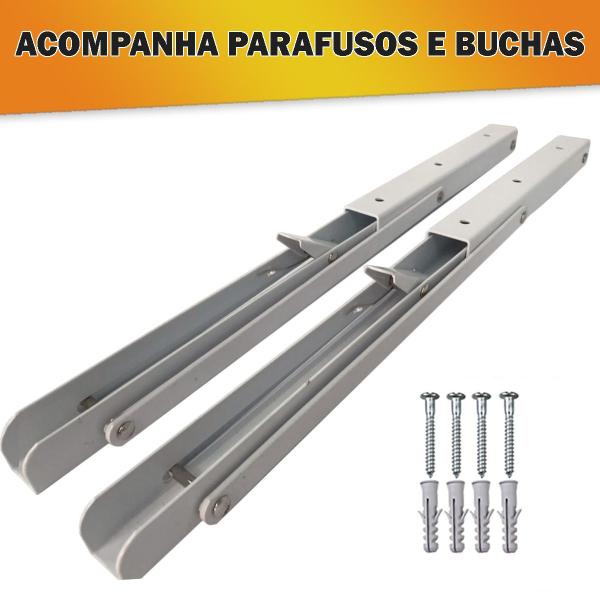 Imagem de Kit 2 Suportes Mão Francesa Cantoneira Dobrável Retrátil Reforçada Prateleira Mesa 35cm