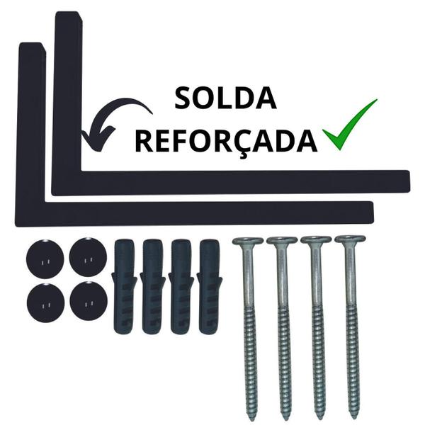 Kit 2 Suportes Mão Francesa Cantoneira Prateira Preto 30Cm - Belo Lar Imagem de Kit 2 Suportes Mão Francesa Cantoneira Prateira Preto 30Cm