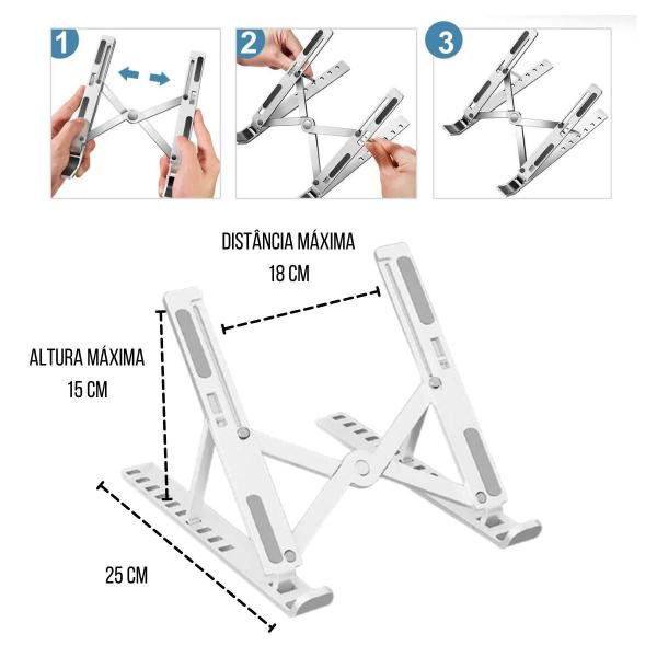 Imagem de Kit 2 Suportes Metal Notebook Portátil Regulável 6 Alturas