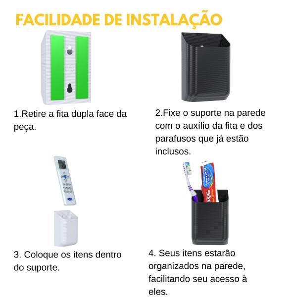 Imagem de Kit 2 Suportes Modular de Parede Compatível com Controle Remoto Universal Ar Condicionado TV Pasta Escova de Dente