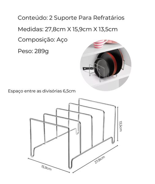 Imagem de Kit 2 Suportes Para Refratários Frigideiras Assadeiras De Apoiar