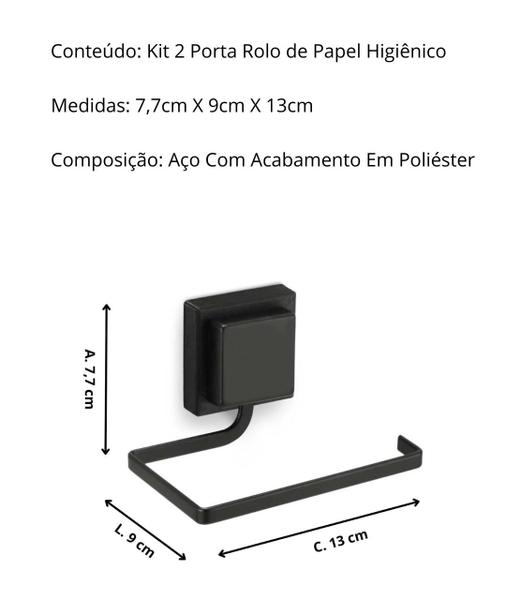 Imagem de Kit 2 Suportes Porta Papel Higiênico Fixação 3m Papeleira Ventosa