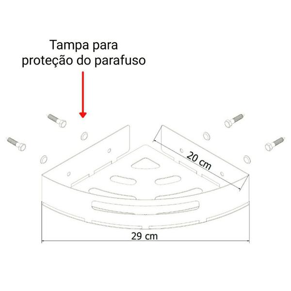 Imagem de Kit 2 Suportes Porta Shampoo P/ Banheiro De Canto Inox Preto