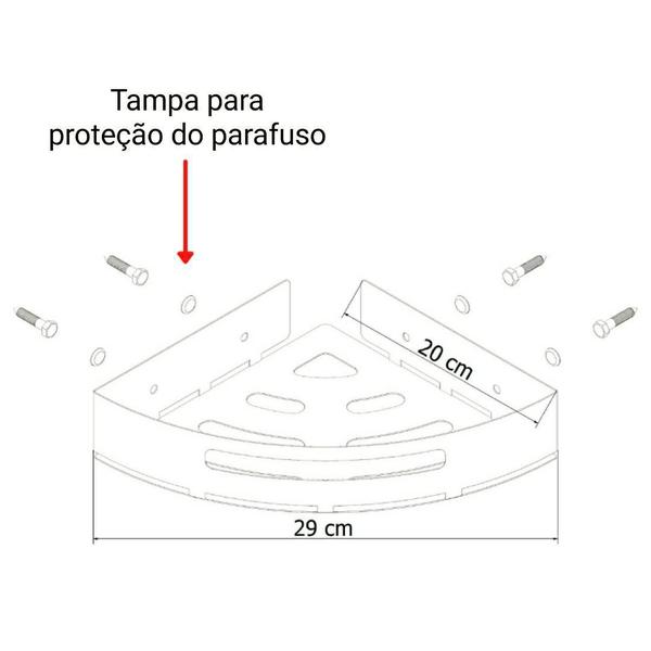 Imagem de Kit 2 Suportes Porta Shampoo P/Banheiro De Canto Inox Preto