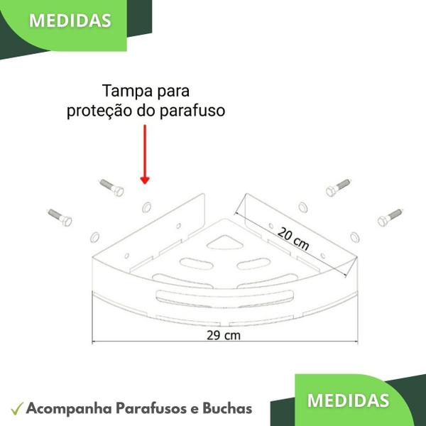 Imagem de Kit 2 Suportes Porta Shampoo P/ Banheiro De Canto Inox Preto