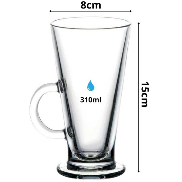 Imagem de Kit 2 Taça Cappuccino De Vidro Importada Caneca 310ml Coffee