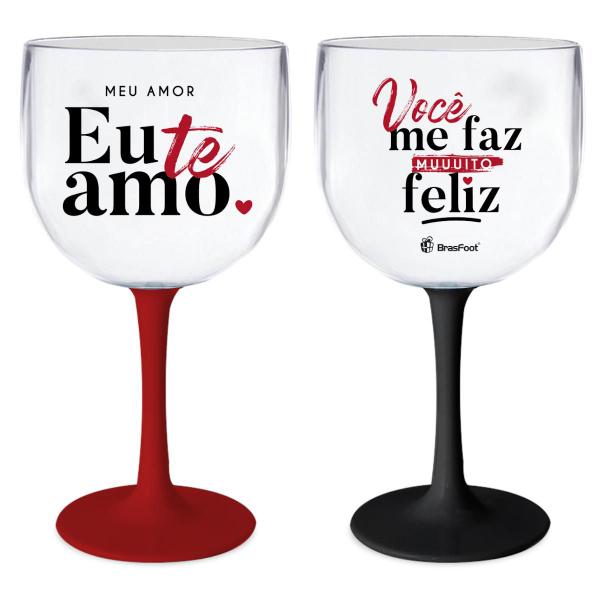 Imagem de Kit 2 Taça Gin Acrílico Personalizada Presente Dia Dos Namorados Casal Bebidas Drinks