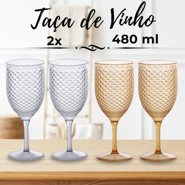 Imagem de Kit 2 Taça Para Água e Vinho De Acrílico Luxxor 480ml - Paramount