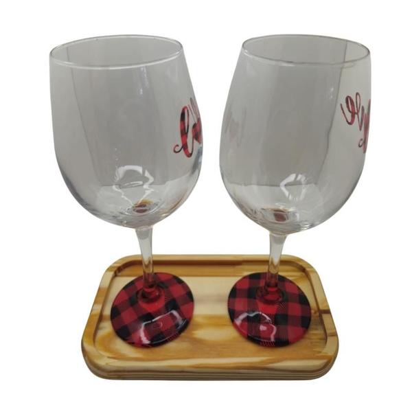 Imagem de Kit 2 Taças Bandeja Love Personalizado Vinho Vermelho 490 ml