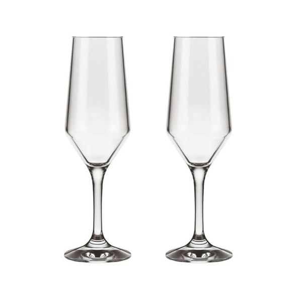 Imagem de Kit 2 Taças Champagne Cristal Buffet Vidro Liso 186 ml Nadir