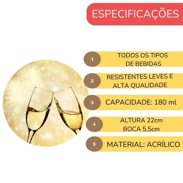 Imagem de Kit 2 Taças Champanhe Espumante Acrílico 180Ml Transparente