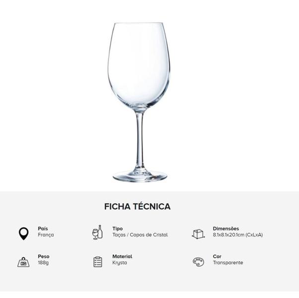 Imagem de Kit 2 Taças De Cristal Arcoroc Vinho Chef Sommelier 350Ml