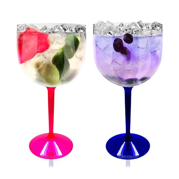 Kit 2 Taças Gin Acrílico Transparente Bicolor Rosa e Azul - Krystalon Imagem de Kit 2 Taças Gin Acrílico Transparente Bicolor Rosa e Azul