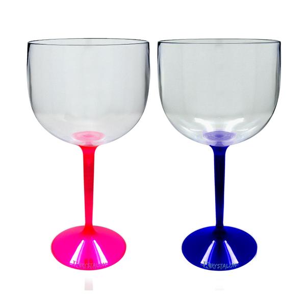 Kit 2 Taças Gin Acrílico Transparente Bicolor Rosa e Azul - Krystalon Imagem de Kit 2 Taças Gin Acrílico Transparente Bicolor Rosa e Azul
