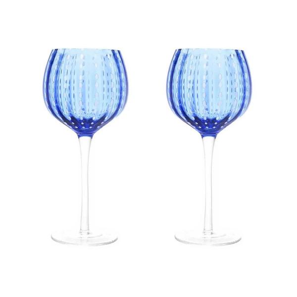 Imagem de Kit 2 Taças para Vinho de Vidro Orquídea Azul 450ml Wolff