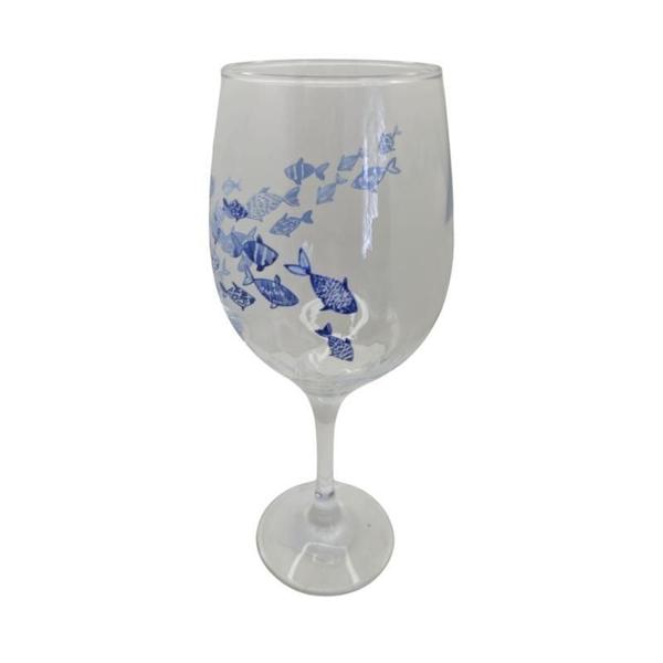 Imagem de Kit 2 Taças Peixes Cristal Mar Personalizada Vinho 490Ml