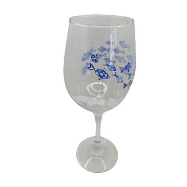 Imagem de Kit 2 Taças Peixes Cristal Mar Personalizada Vinho 490Ml