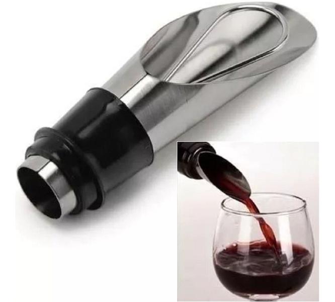 Imagem de Kit 2 Tampa Aerador Bico Dosador Rolha Salva Gota Aço Inox Vinho