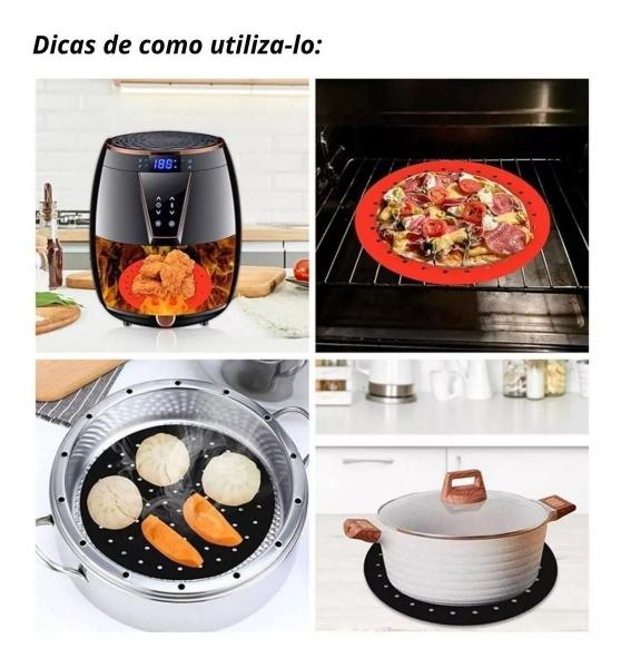 Imagem de Kit 2 Tapete Airfryer Silicone Protetor Forro Universal 21Cm