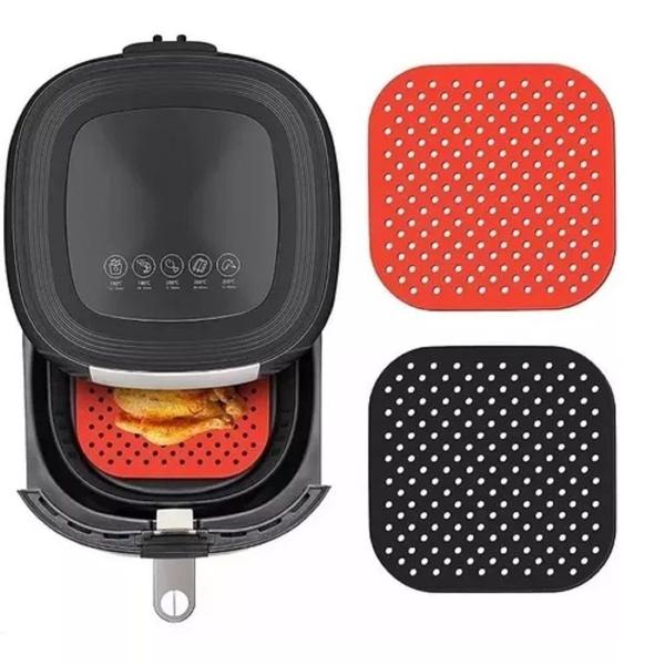 Imagem de Kit 2 Tapete De Silicone Airfryer Fritadeira 18,5cm Quadrado