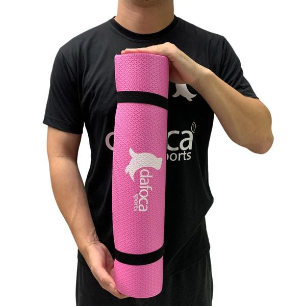 Imagem de Kit 2 Tapetes Yoga Mat e Exercícios DF1030 50x180cm 5mm Rosa Dafoca Sports