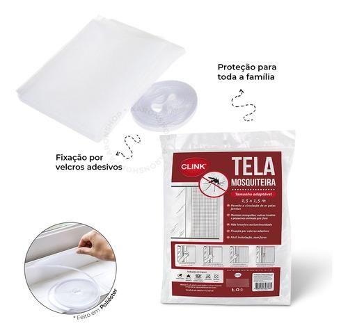 Imagem de Kit 2 Tela Mosquiteira Grande Mosquito Fácil Instalação Tiras Autocolantes 130x150cm