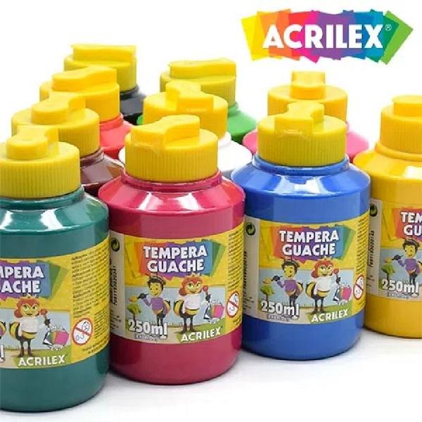 Imagem de Kit 2 TEMPERA GUACHE Acrilex - 250ml - VERMELHO e PRETO - 02025507/ 02025520