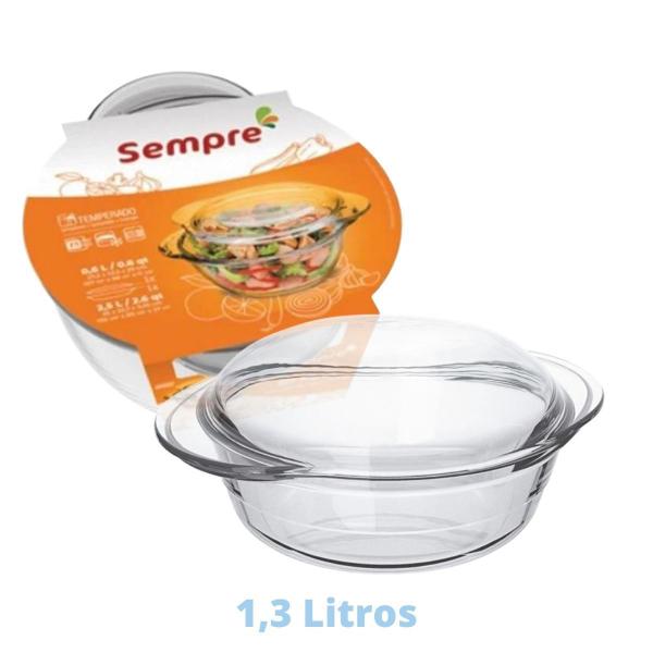 Imagem de Kit 2 Terrina Assadeira Vidro 1,3L e 2,8L Base+Tampa Nadir