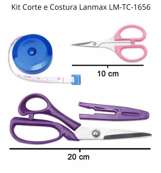 Imagem de Kit 2 Tesouras Com Fita Métrica Lanmax Artesanato Patchwork