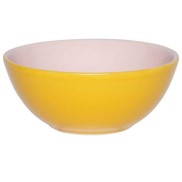 Imagem de Kit 2 Tigelas Bowl Bicolor Rosa E Amarelo Oxford Cerâmica 600Ml