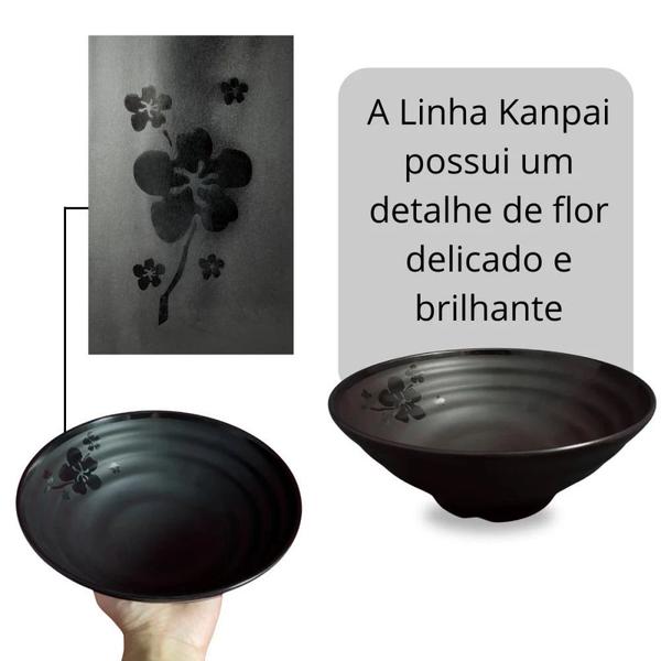 Imagem de Kit 2 Tigelas Ondulada 820 Ml 19 Cm + 2 Pares de Hashi Restaurante Japones Kanpai Melamina